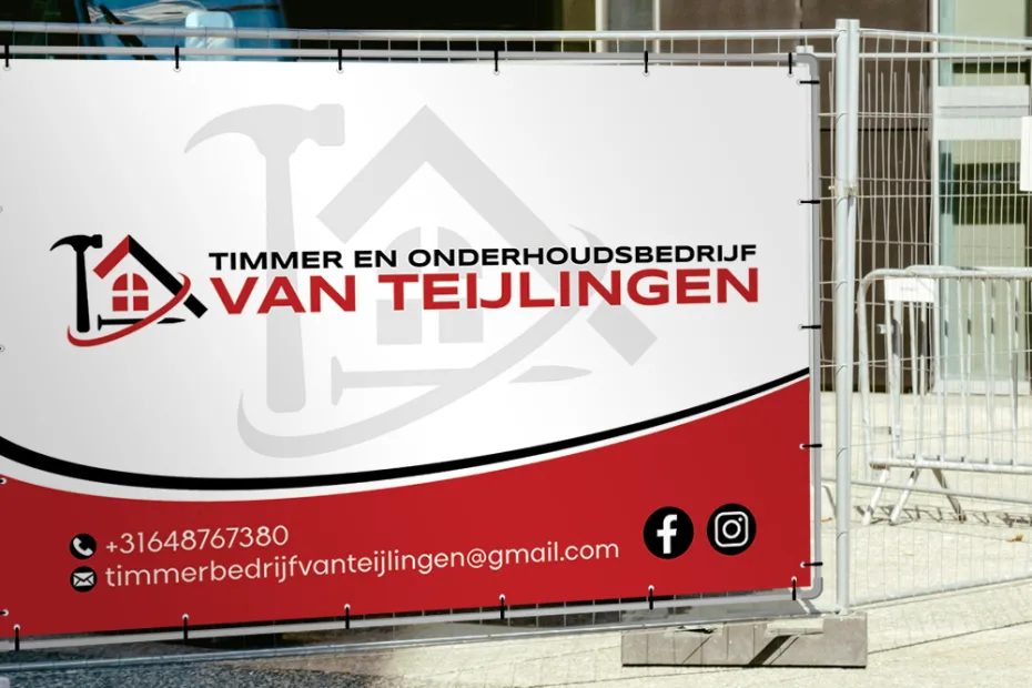 Banner spandoek ontwerp voor timmerbedrijf bouwbedrijf van Teijlingen
