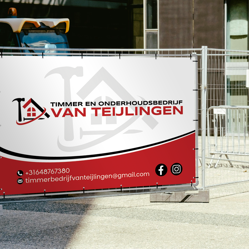 Banner spandoek ontwerp voor timmerbedrijf bouwbedrijf van Teijlingen