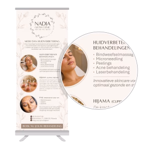 Roll-up banner ontwerp voor Nadia Glow Clinic