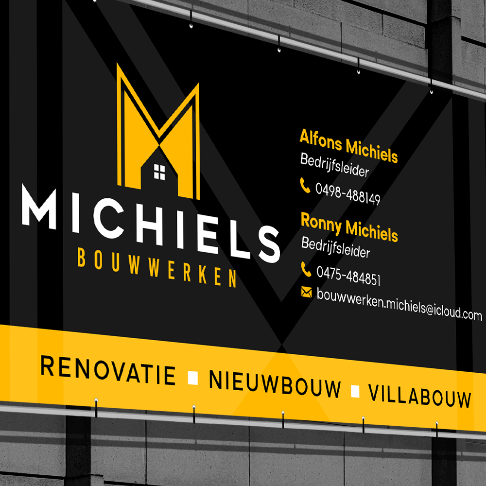 Spandoek ontwerp voor Bouwwerken Michiels