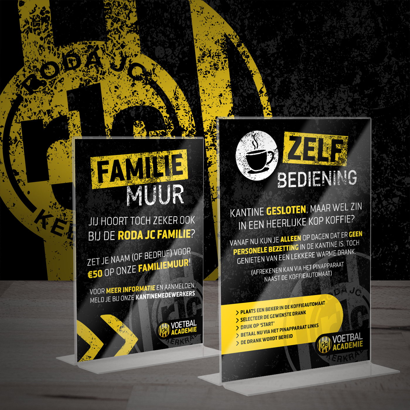 Ontwerp van toonbankdisplays voor de Roda JC Voetbalacademie Kerkrade